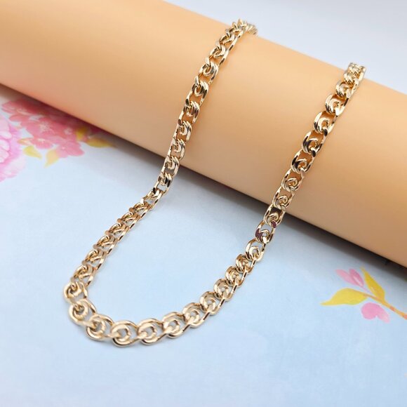 Polished Rose Gold Round Curb Chain Necklace, 19.7 Inch Unisex, XPNL0087 - Picture 7 of 12